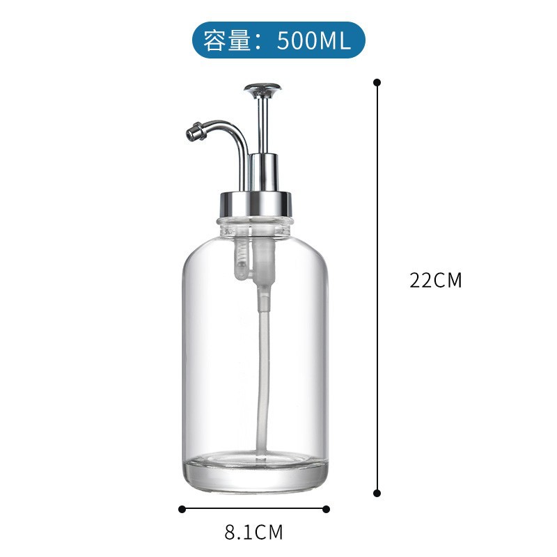 Botella redonda de 500ml cabeza de bomba plateada; transparente