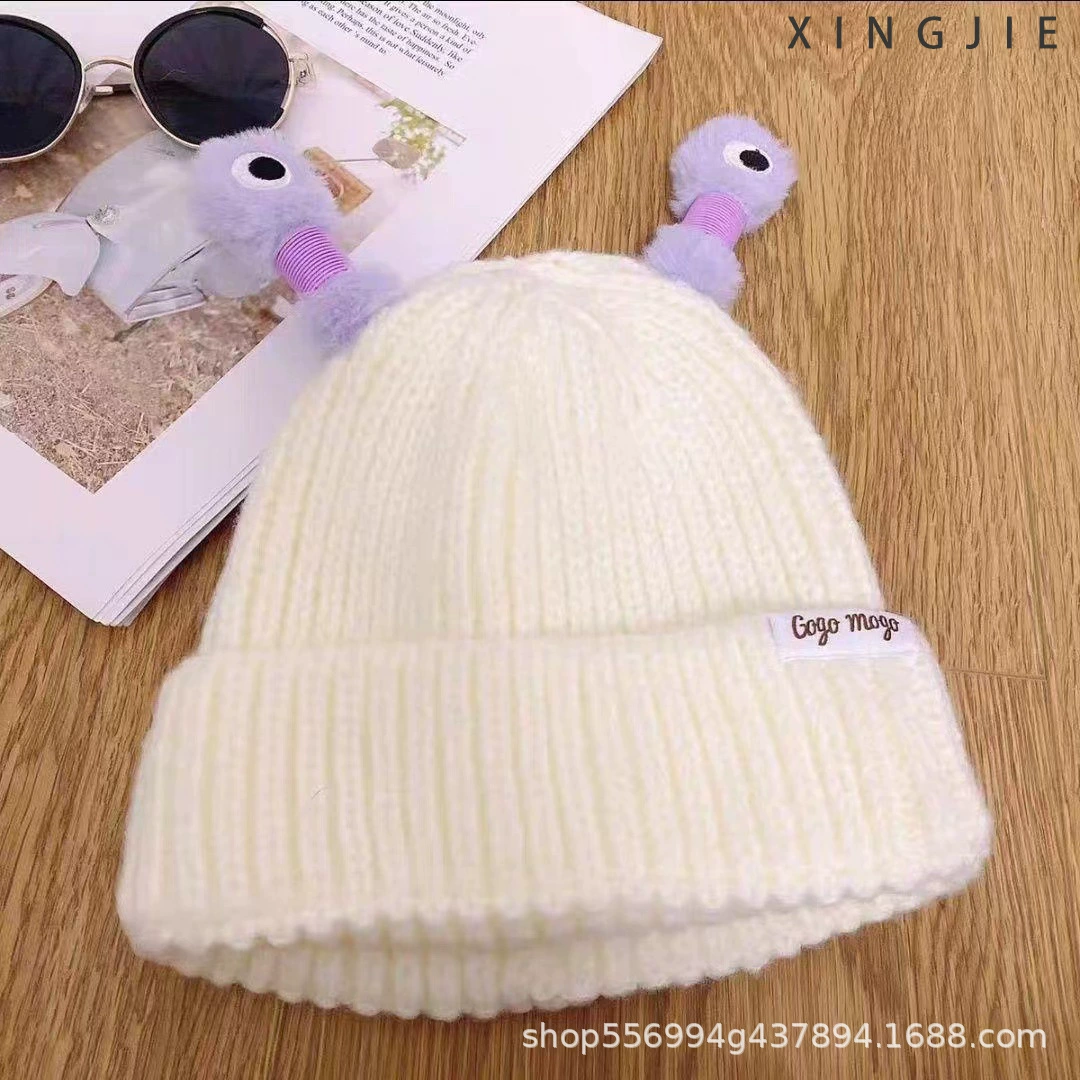  cartoon knitted woolen children's demi-season monster, funny keep warm knitted hat, family style