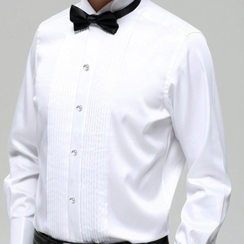 New Pointed Collar White Long Sleeve Shirt Men's Performance Clothing Shirt Stage Choir Chorus Plus Size Clothing