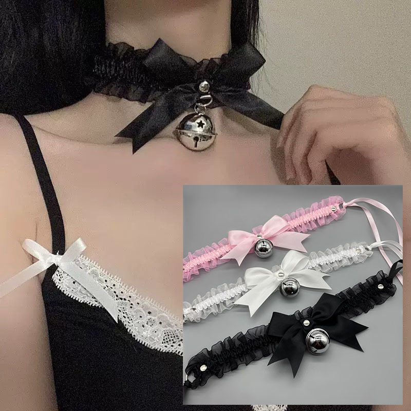 Arco de encaje collar de campana collar de clavícula accesorios de cuello de hermana suave correa de cuello cos collar de sirvienta