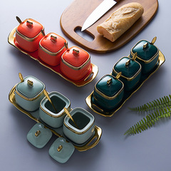 Light luxury ceramic seasoning jar seasoning box kitchen supplies seasoning bottle salt shaker creative Nordic seasoning jar set wholesale