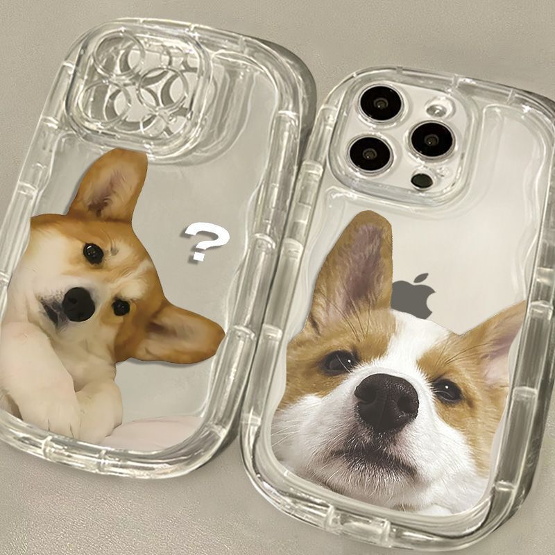 Corgi iPhone 13 Phone Case for iPhone 14Pro Transparent Cartoon Suitable for 12Pro Max Full Coverage Transparent x Drop-Resistant