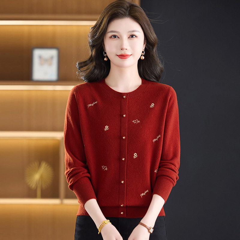 Autumn and Winter Wool Sweater for Women, 100% Pure Wool, New Style Pullover Round Neck Sweater, Stylish Mom Knit Base Shirt Top Autumn and Winter Wool Sweater for Women, 100% Pure Wool, New Style Pullover Round Neck Sweater, Stylish Mom Knit Base Shirt Top