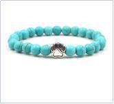 Bracelet ajustable en perles de 8 mm en pierre volcanique d'obsidienne turquoise, motif patte de chien, cadeau idéal pour les fêtes_voghion.com