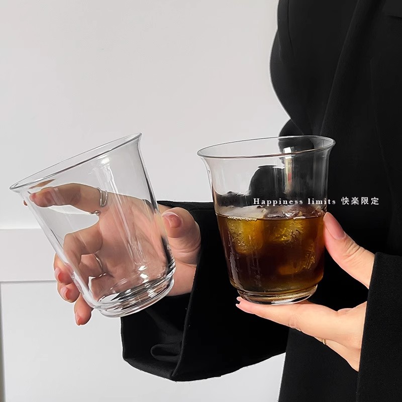 Minimalist Curved Glass Cup For Coffee Juice And Cold Drinks_voghion.com