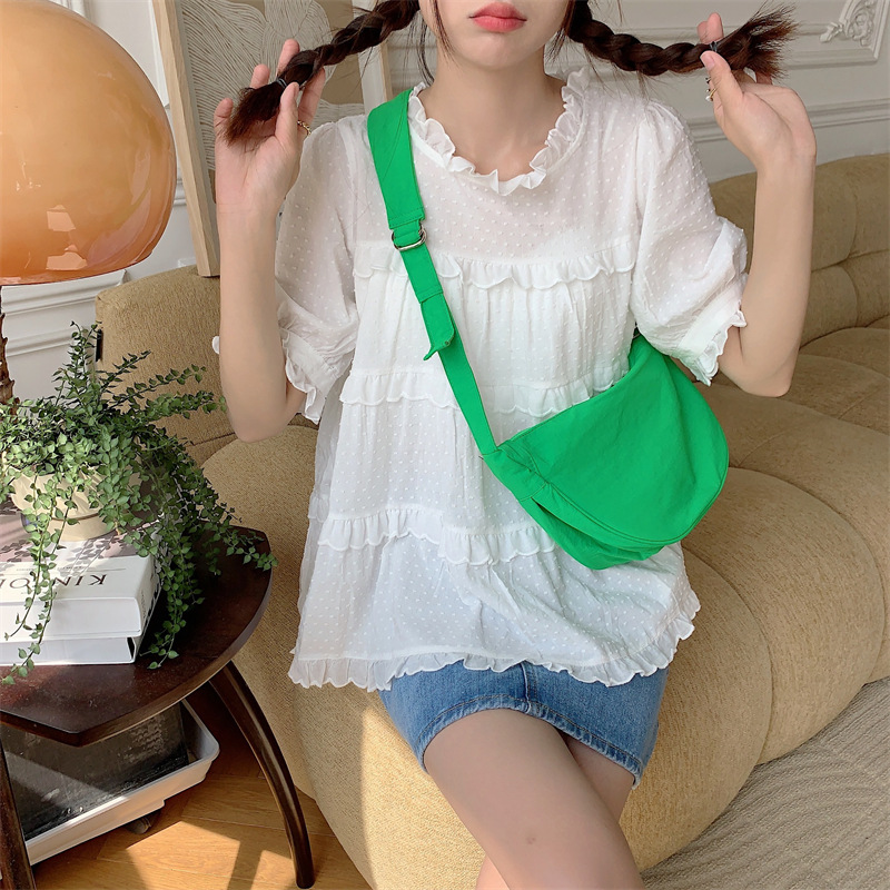 34194 ins Summer crossbody canvas bag for girls, nylon casual lightweight crossbody bag for students, single-shoulder dumpling bag undefined