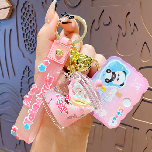 Creative acrylic oil key chain pendant cute cartoon couple car key chain pendant small gift wholesale