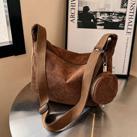 女包灯芯绒2023新款饺子包韩版时尚潮流两件套斜挎包外贸一件代发