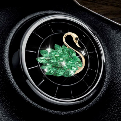 Crystal Swan Car Air Car Perfume Aromatherapy - green-swan-to-the-right