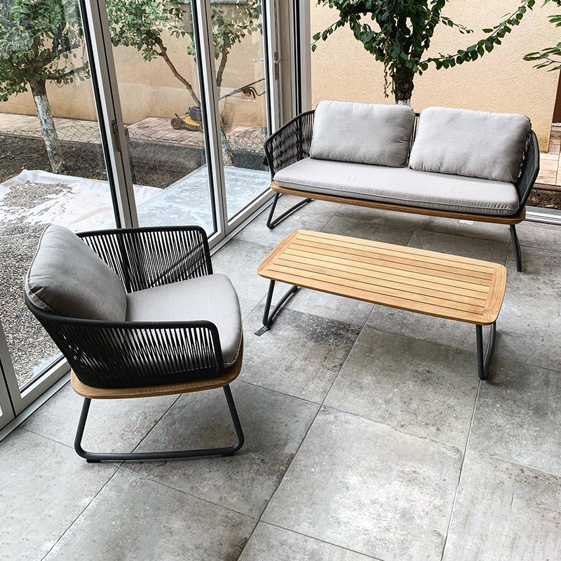 Conjunto de muebles de teca para exteriores, resistentes al sol y al agua, para patio, terraza, jardín, balcón, ideal para casas de huéspedes, hoteles y ocio, muebles de ratán.