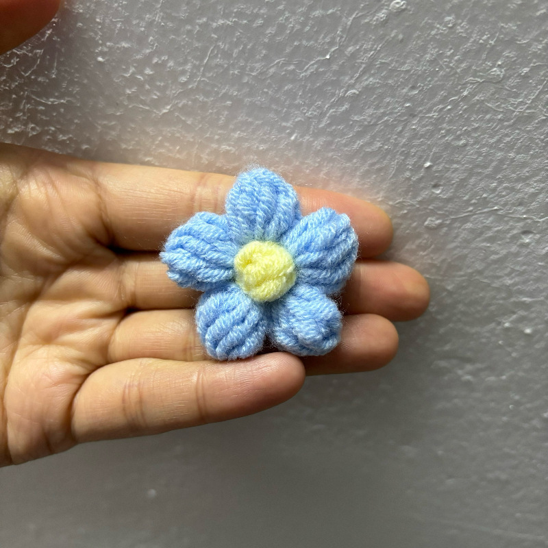 现货手工钩织泡芙花毛线花朵服装辅料饰品胸花包包仿真花花束配件|undefined