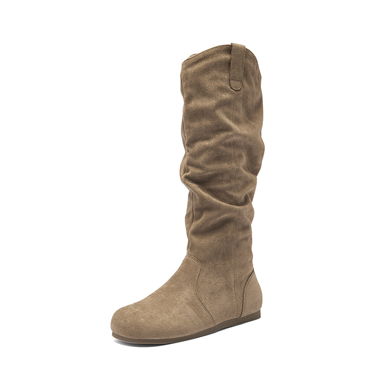 Botas de montaje de leones antiguas para mujeres 2025 nuevas botas de invierno Meirard pliegue Bocken no más altas que la rodilla