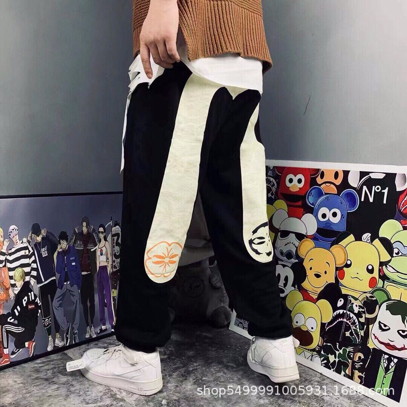 Dropshipping Evisu Fushen New Style Copper Coin Daruma Large m Print Terry Casual Versatile Pants Unisex
