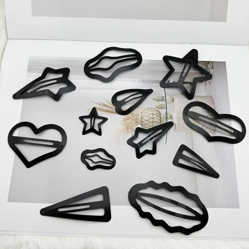 Casual Black Five-Pointed Star Cloud Hairpin Bb Clip Side Clip One-Word Clip Water Drop Clip DIY Jewelry Hair Accessories Wholesale