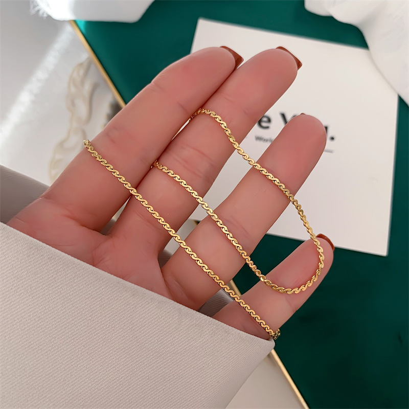 Women'S Gender Ins Style Solid Color Titanium Steel Bracelets Necklace
