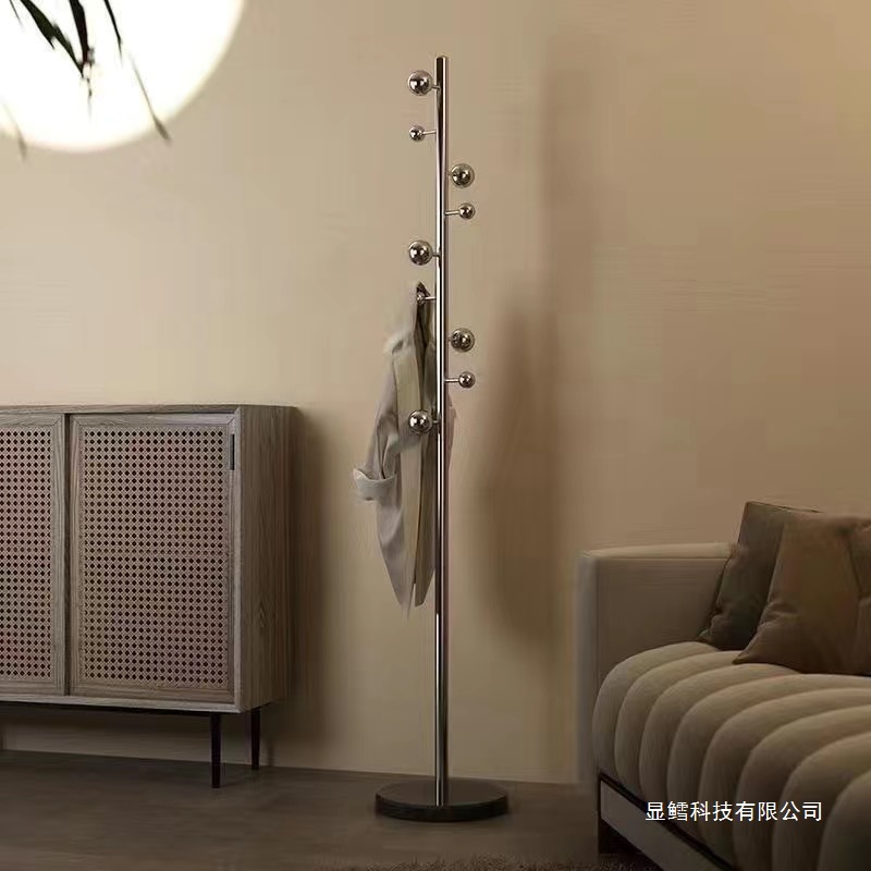 Marble Simple Stainless Steel Floor-Standing Coat Rack Bedroom Three-Dimensional Assembly Room Thickened Trendy