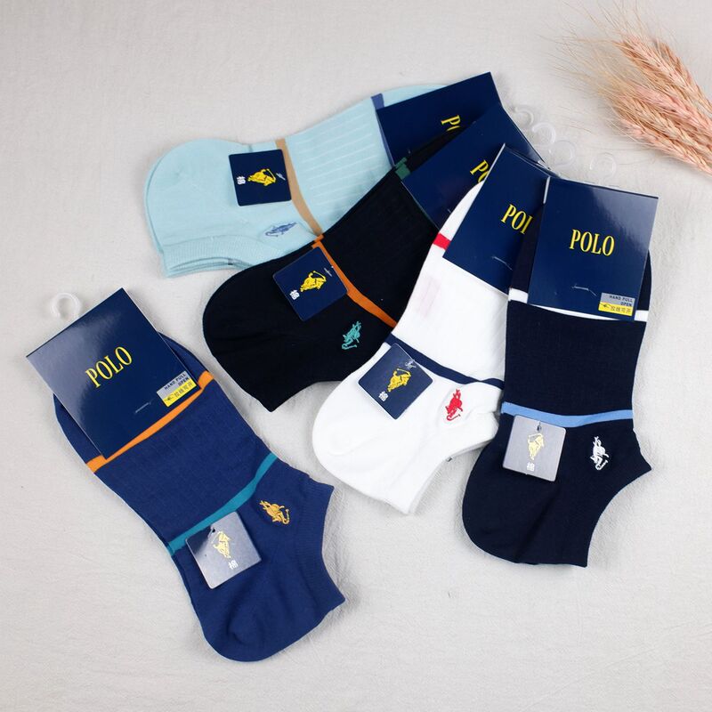 Paul Men's Spring and Summer New Thin Cotton Embroidered Short Waist Casual Sports Low Waist Boat Socks 9600