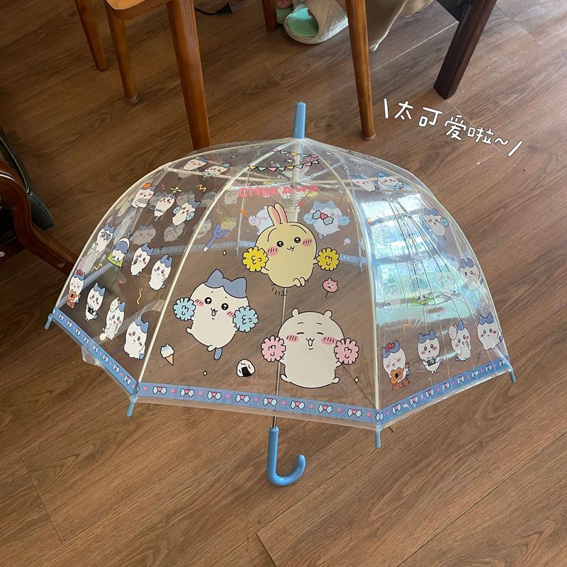 現物卸売りins韓国風格子子供は防風傘の赤ちゃんを厚くしてかわいい街で透明傘を撮る|undefined