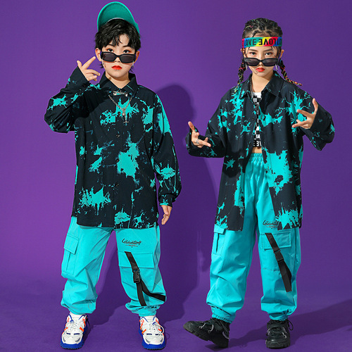 Girls boys jazz dance costumes for children rapper street dance outfits boy street dance suit hip-hop Girls boys jazz dance costumes for children rapper street dance outfits