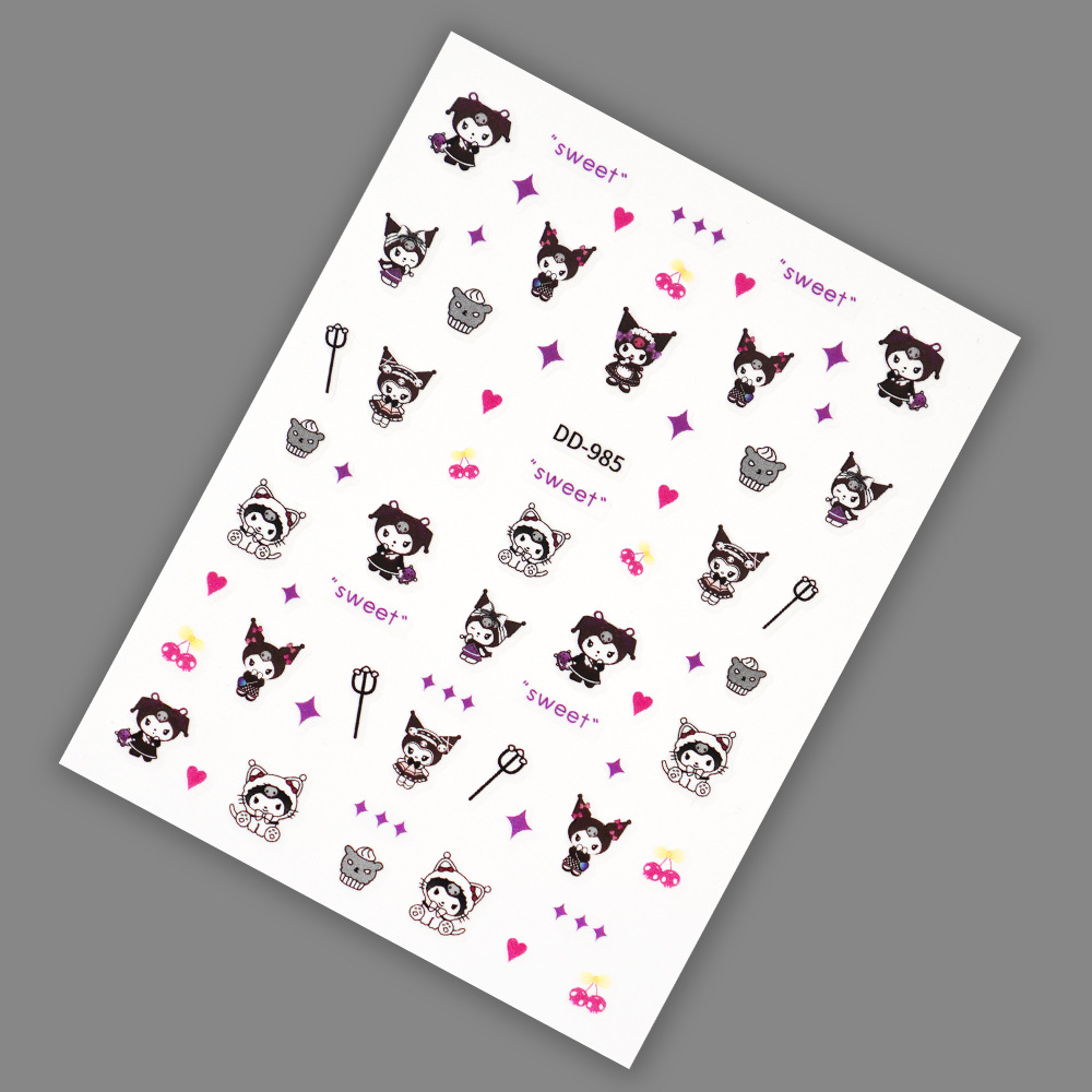 Cartoon Style Cute Simple Style Cartoon UV Resin Adhesive Nail Sticker 1 Set display picture 3