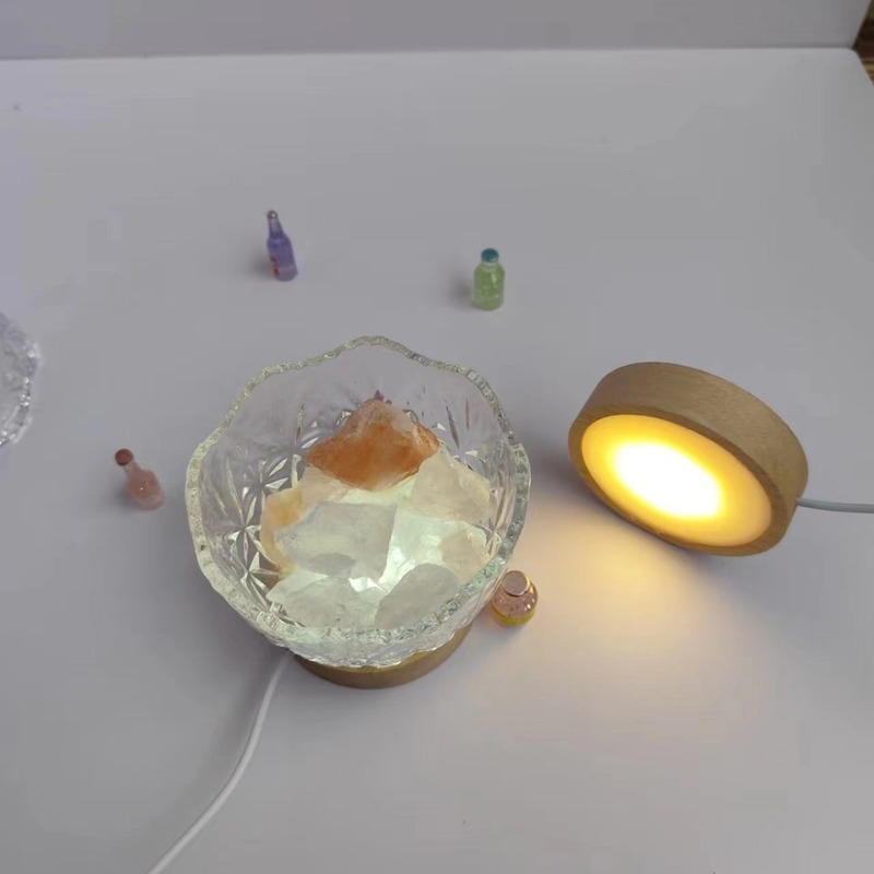 円形方形拡散板台座客間夜灯創意diy実木発光小夜灯led発光台座|undefined