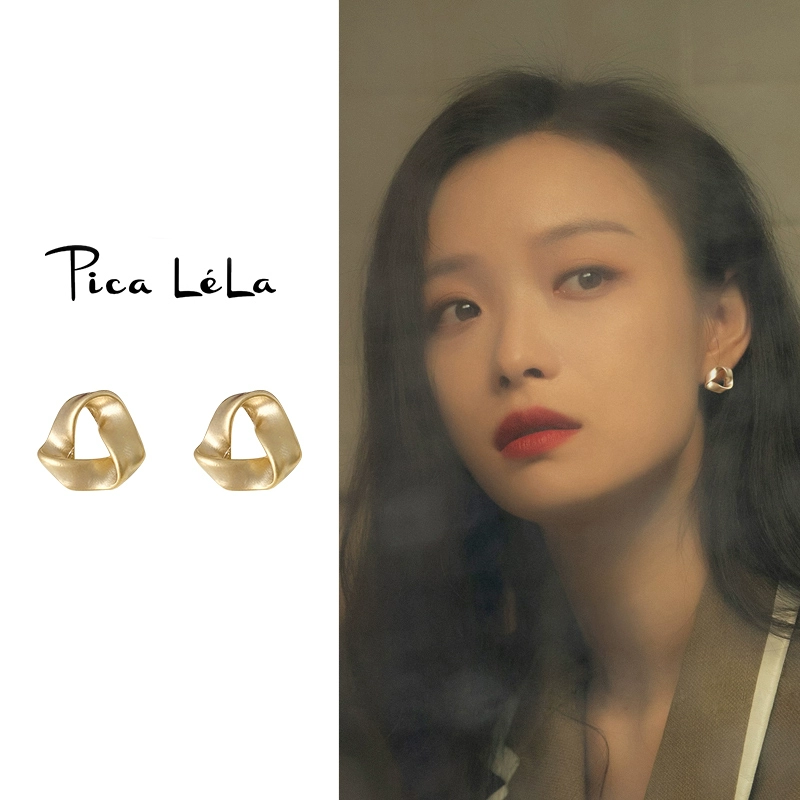 Ear clips, retro golden earrings, french style, no pierced ears, 925 sample silver