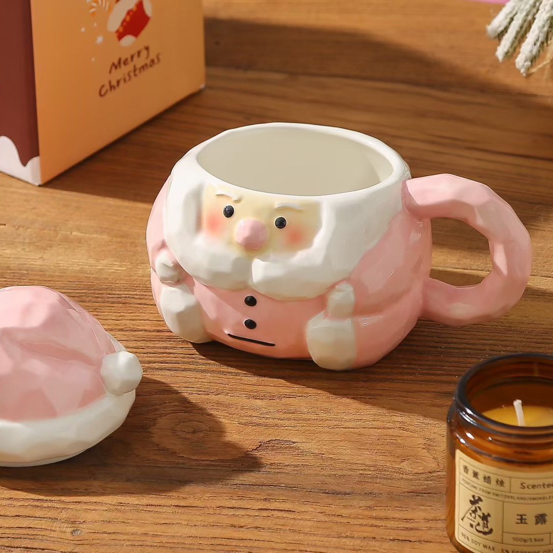 Nueva taza de Papá Noel de cerámica lindo regalo de Navidad creativo dibujos animados taza de agua de cerámica pintada a mano taza de Mark