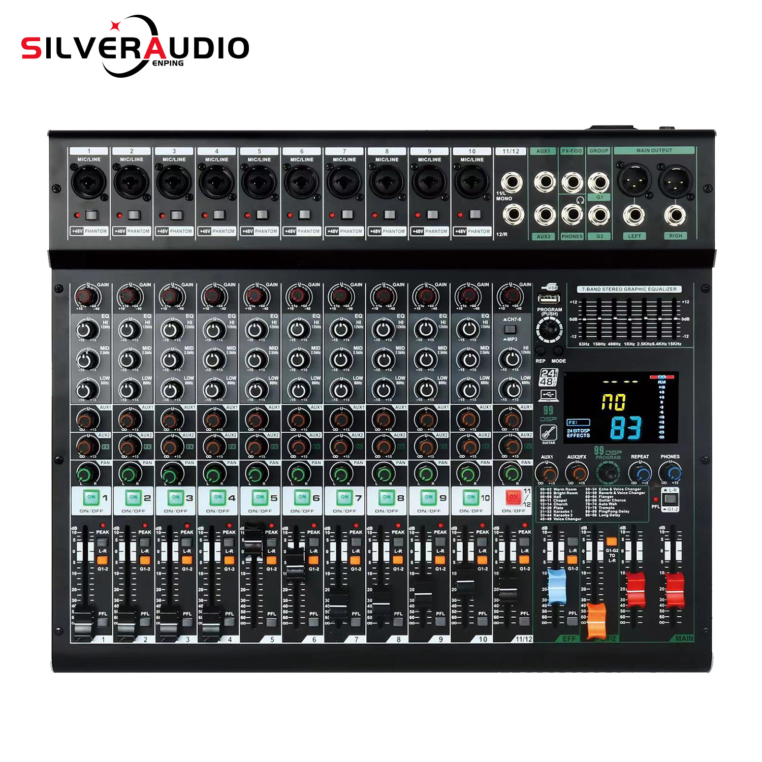 GAX-GS12 大屏幕演出8/12/16路数字音频调音台 99种DSP效果调音台