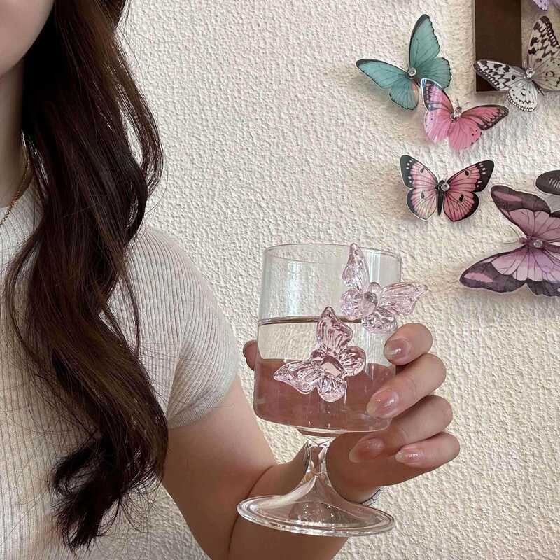 高ホウケイ酸ガラスの背の高い蝶のカップ単層ユニバーサルシャンパンカップ女の子のための見栄えの良いインスタイルの女性のワイングラス|undefined