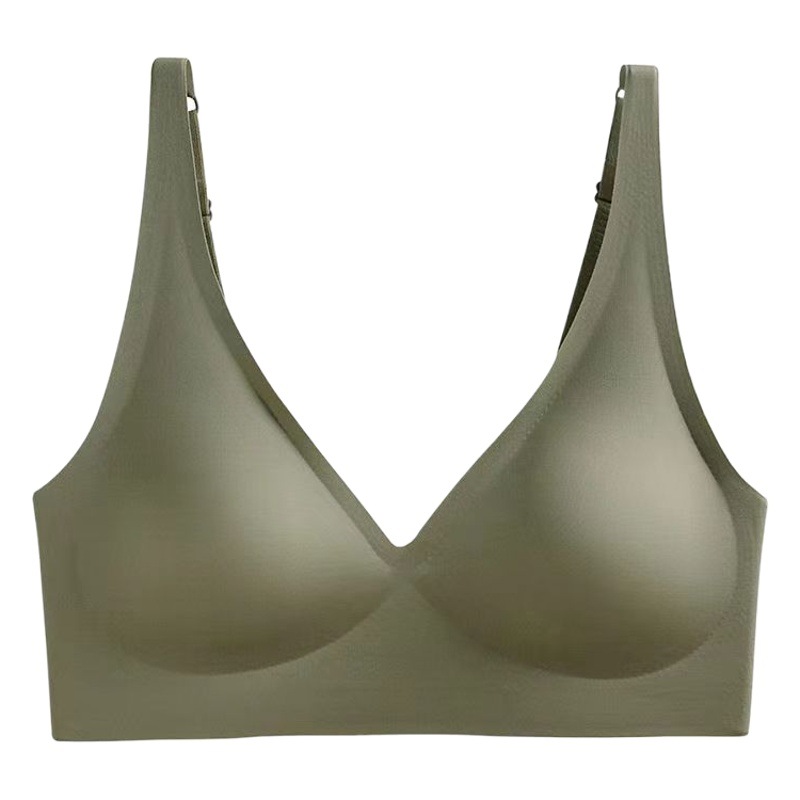 Tira de jalea ropa interior sin costuras de látex sujetador inalámbrico de las mujeres delgada push up ajustable estudiante soporte superior sujetador expansión exterior