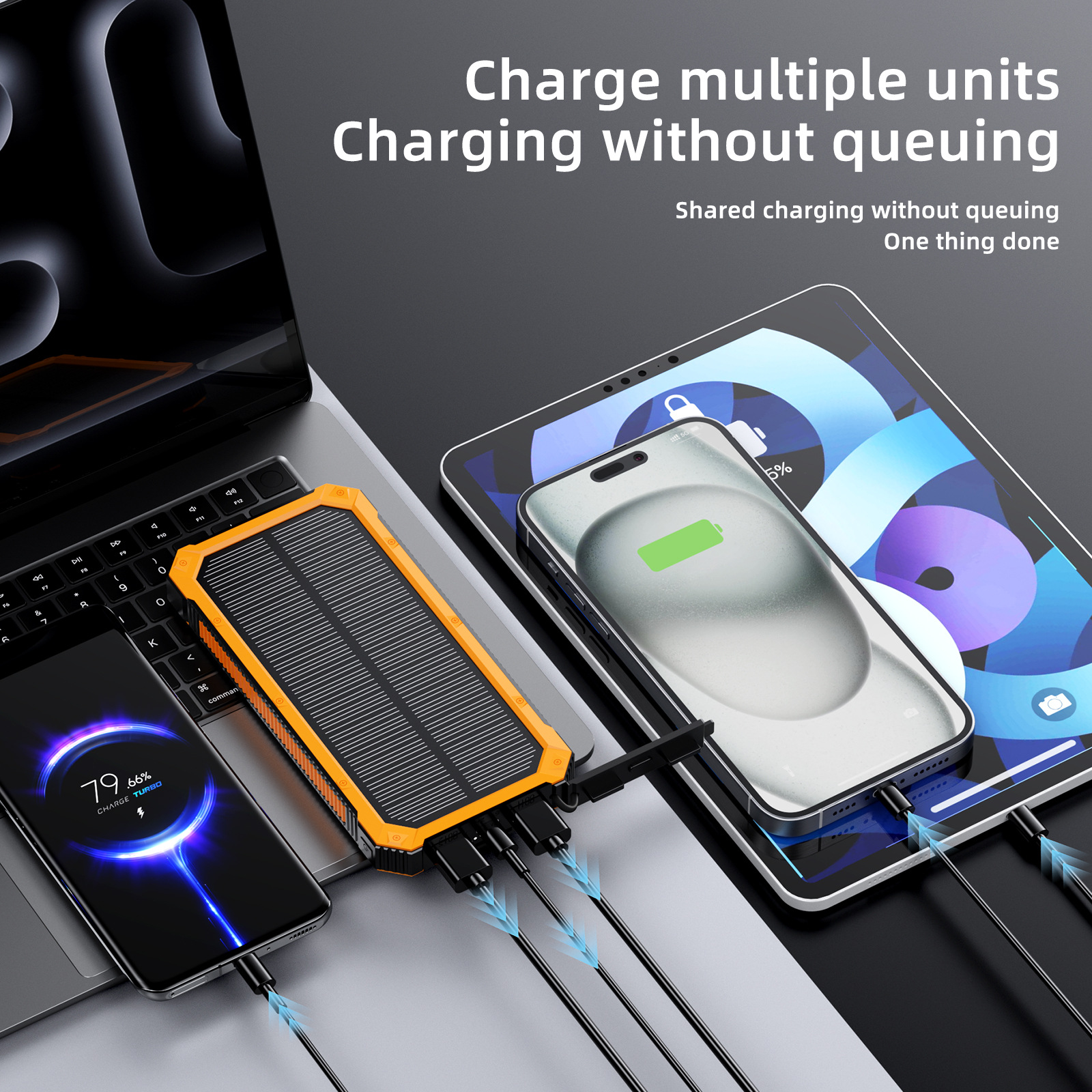 Cross-Border New Outdoor Popular Solar Power Bank 10000Mah Large Capacity Led Lighting Waterproof Mobile Power Supply