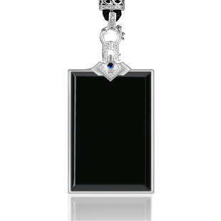 Old Material Hetian Jade Ink Jade Wushi Brand Pendant Genuine S925 Silver Inlaid with Natural Jade Pendant Necklace Wholesale for Men and Women