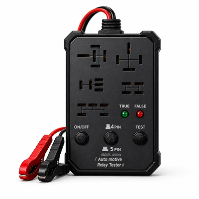 Relay Diagnostic Instrument Multi-Pin Relay Tester 5-Seat Five-Socket 12/24V Relay Detector (Other Automotive Safety Supplies) - 960-black