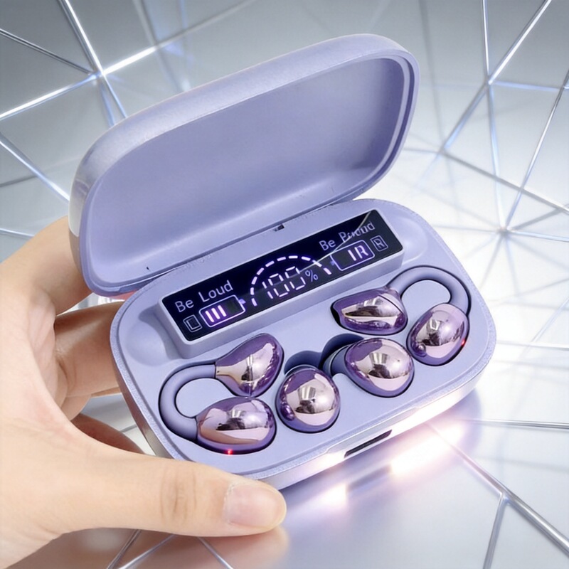 New Q35 Bluetooth Earphones, Ear-Clip Type Semi-In-Ear Dual Earphones with Power Display, Q32 Bone Conduction Sleep Headphones