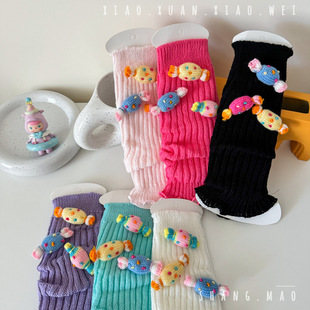 Socks Women's Cute Cartoon Stacked Socks Three-Dimensional Candy Color Lolita Sweet Girl's Middle Long Barrel Parent-Child
