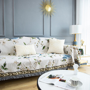 American Style Flower and Bird Sofa Towel Full Cover Sofa Cover Cloth Knitted Thread Blanket Distinctive Single and Double Three-person Combo Sofa Cushion