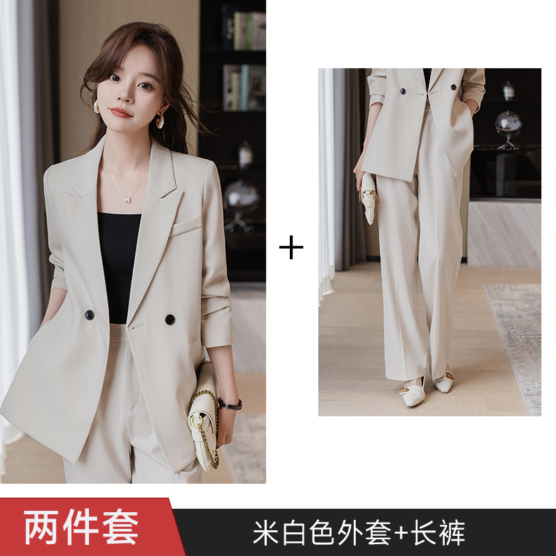 Beige classic suit jacket, trousers