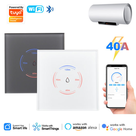 40A Tuya Smart European Wifi Water Heater Switch Air Conditioner Switch with 30/60/90/120 Minutes Timing
