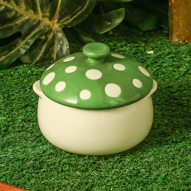 Corazón de una niña taza de hongos rojos cubierta encantadora cubierta de cubierta esmalte de color puede microondas taza de cerámica de alto valor para el hogar