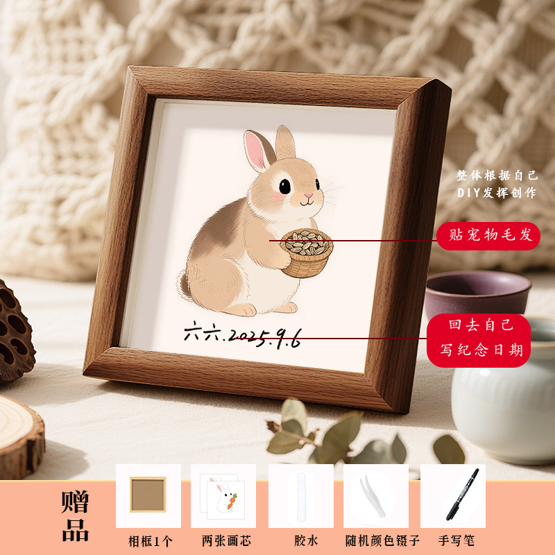 diy宠物毛发创意木质相框纪念宠物猫狗家居小摆件收纳框手工制作|undefined