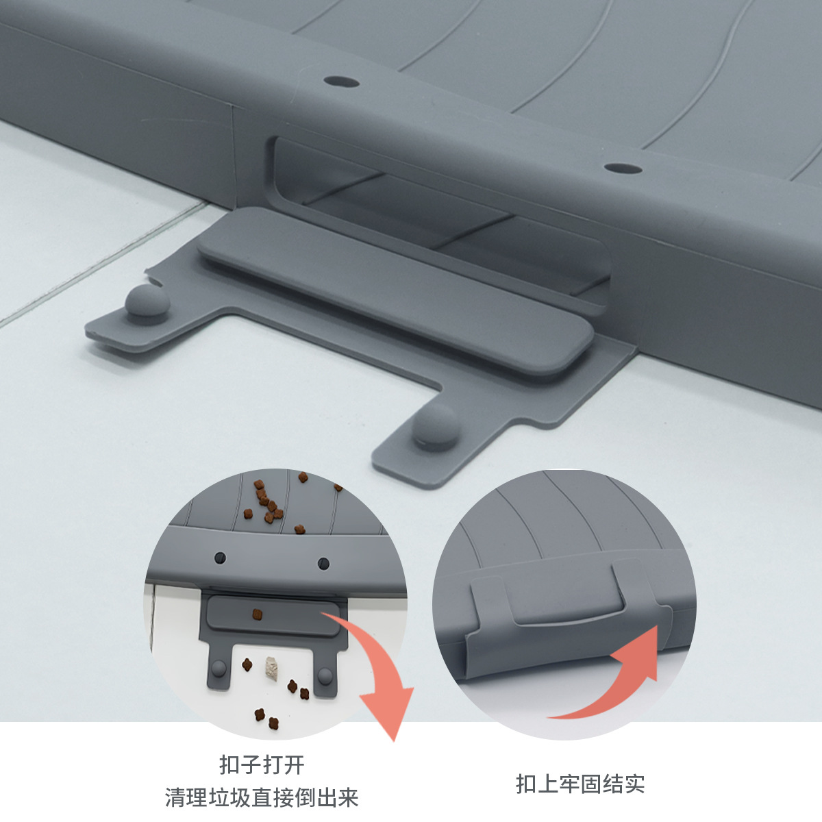 Nuevo mantel para mascotas de grado alimenticio, almohadilla de alimentación de silicona, almohadilla para perros grande rectangular gris, almohadilla impermeable y antidesbordamiento