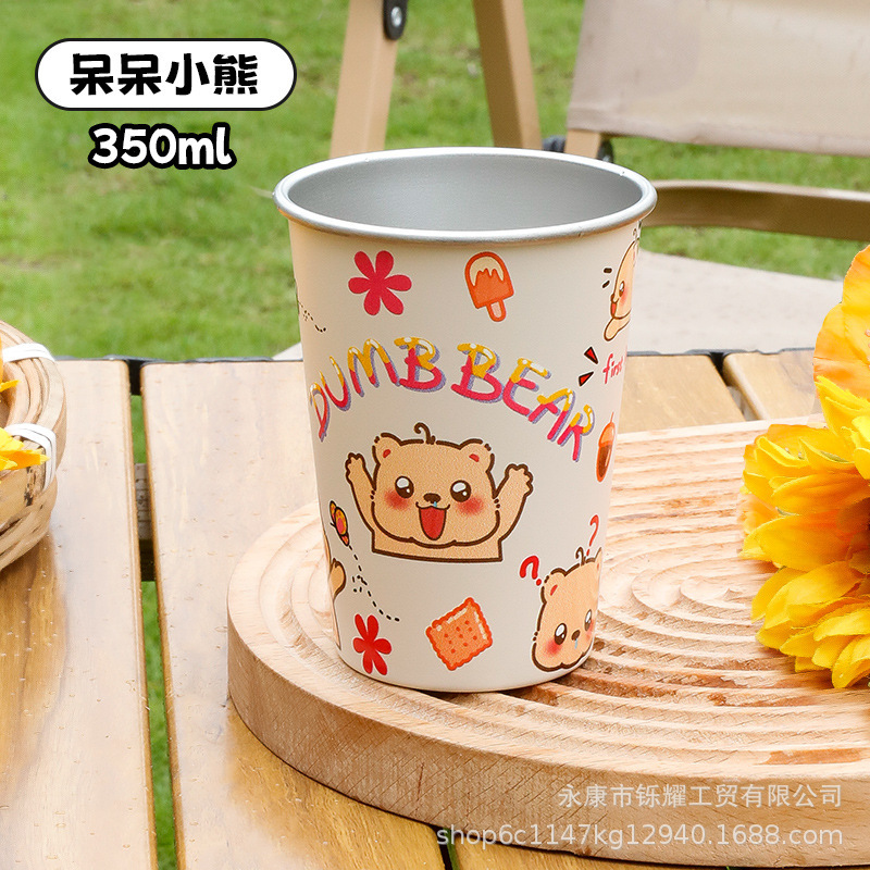 新しい漫画の動物の楽しいパターン 304 ステンレス鋼カップ同じスタイルの単層ハンディカップキャンプカップ屋外用|undefined