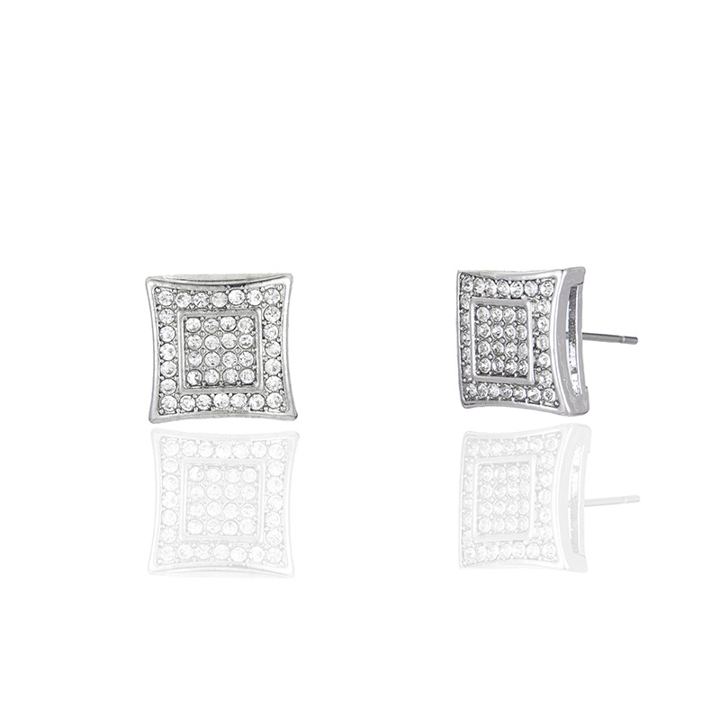 Earrings, three-dimensional niche style, versatile alloy full diamond earrings for women_voghion.com