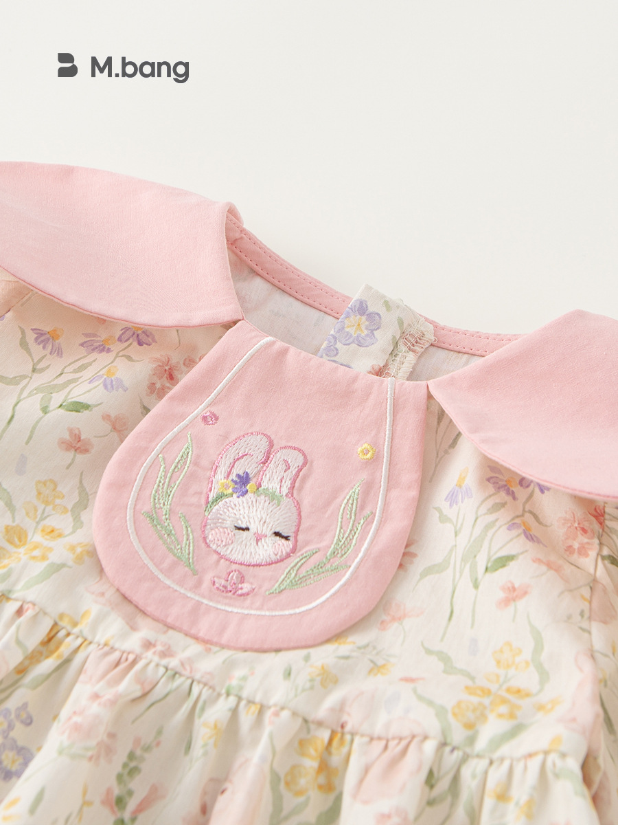 Yubao ropa infantil niñas vestidos de flores trituradas primavera y otoño 2026 nuevo estilo idílico viento muñeca de niños collar vestido de princesa de manga larga
