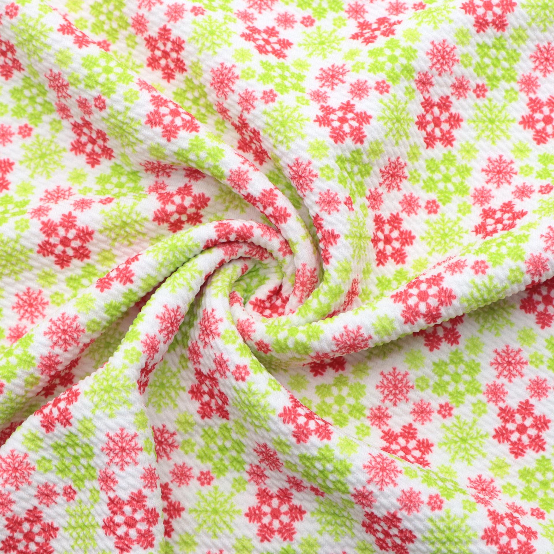 クリスマス雪花模様の薄いポリエステル綿や四面弾ニット生地のプリント生地手作りdiyシャツスカート服装生地