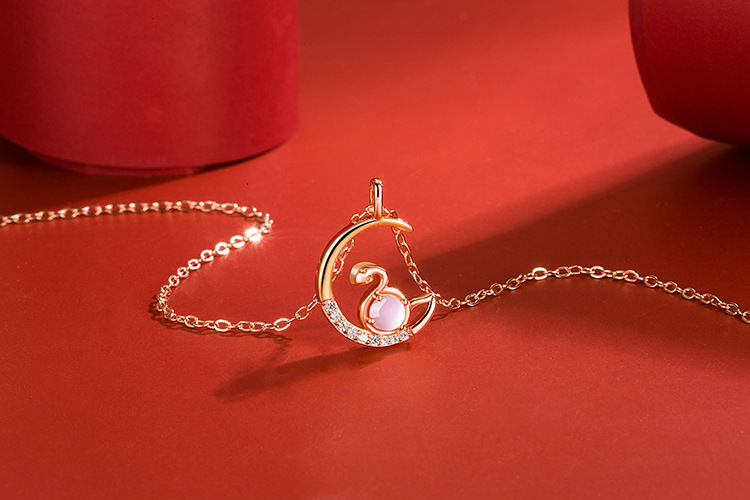 Korean version of hibiscus stone zodiac pendant diamond necklace pendant fashion accessoriespicture4