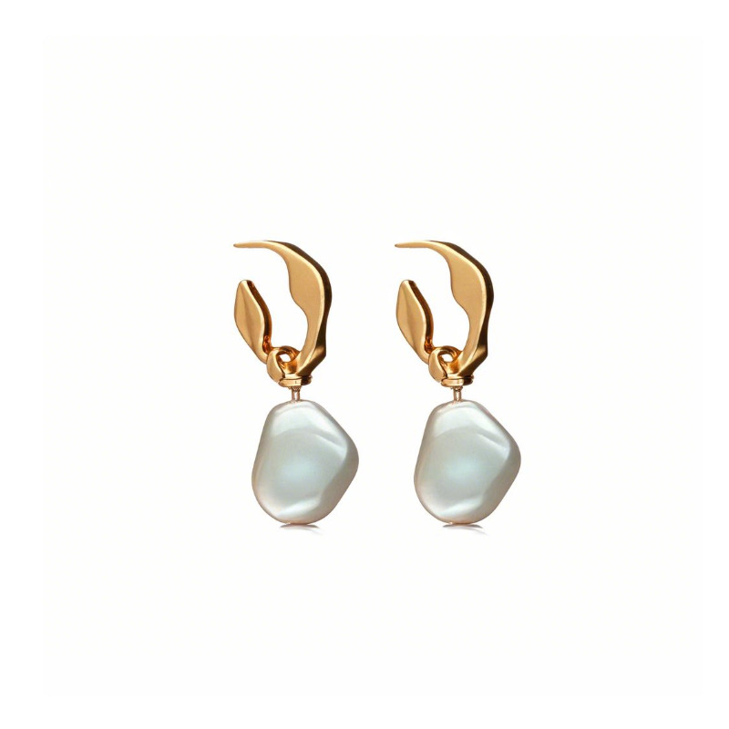 Pendientes de perlas de pinzas de cangrejo irregulares de Corea 2025 nuevo diseño simple sentido Pendientes retro francés al por mayor