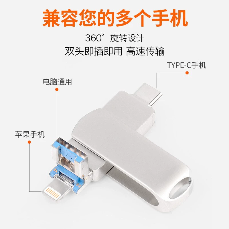 Apple, Huawei, совместимая мобильная USB-флешка для телефона и ноутбука, 128 ГБ, Android