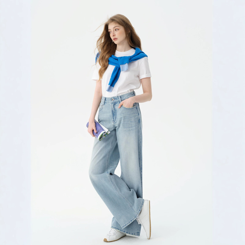MBB high-quality high-waisted non-stretch wide-leg jeans for women, 2026 autumn and winter, loose, slimming, crisp straight-leg pants MBB high-quality high-waisted non-stretch wide-leg jeans for women, 2026 autumn and winter, loose, slimming, crisp straight-leg pants