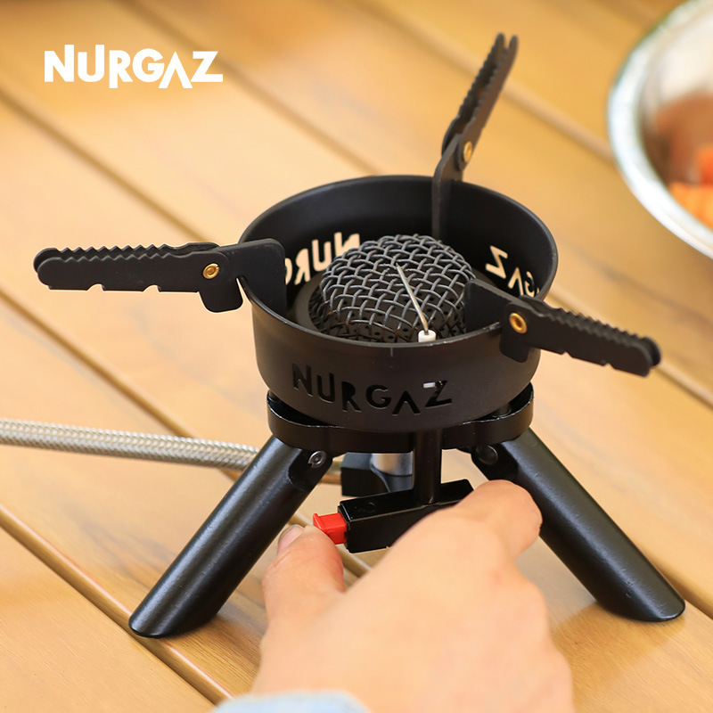 Nurgaz camping estufa dividida estufa plegable con encendido electrónico estufa de gas portátil feroz estufa a prueba de viento